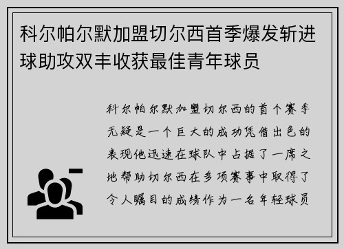 科尔帕尔默加盟切尔西首季爆发斩进球助攻双丰收获最佳青年球员